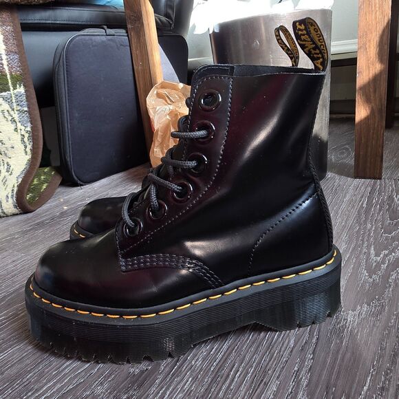 Dr. Martens Molly Platform Combat Boots Leather Women's Size 8 Y2K 90s Gloss - Picture 4 of 14